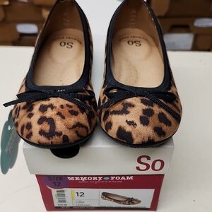 So Kids Leopard Print Ballet Flats Size 12 Toddlers/little Kids.